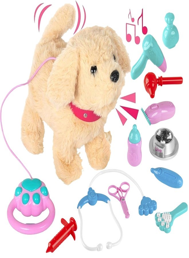 fash n kolor Electronic Plush Puppy Dog Walking Barking Toy Puppy with Remote Control Leash, Interactive Plush That Walks, Wags Tail, and Barks, Soft Pretend Pet for Kids Ages 3 4 5 6+ Girls & Boys - Image 1
